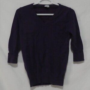 SUZY SHIER | xl - extra large | Stylish Purple V-Neck Sweater | Rolled Cuffs
